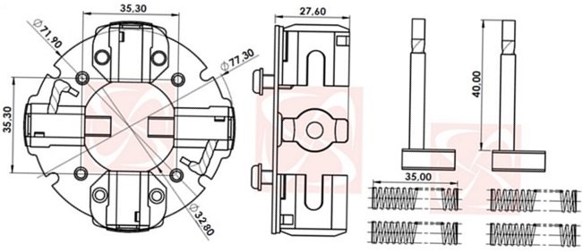 A-752-12V - PORTA ESCOVA PARTIDA ISKRA TRATOR VALTRA/ NEW HOLAND/ JOHN DEERE - PC