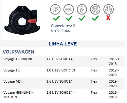 ISO26D1.0082 - CINTA AIRBAG VW FOX 14 A 19, UP 14 A 20, SPACEFOX, SAVEIRO ( EMB. COM 01 PECA - VALOR UNITARIO) - PC ISO26D1.0082 - CINTA AIRBAG VW FOX 14 A 19, UP 14 A 20, SPACEFOX, SAVEIRO ( EMB. COM 01 PECA - VALOR UNITARIO) - PC