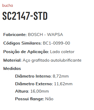 SC2147 STD - BUCHA MOTOR LIMP. D20 - PC