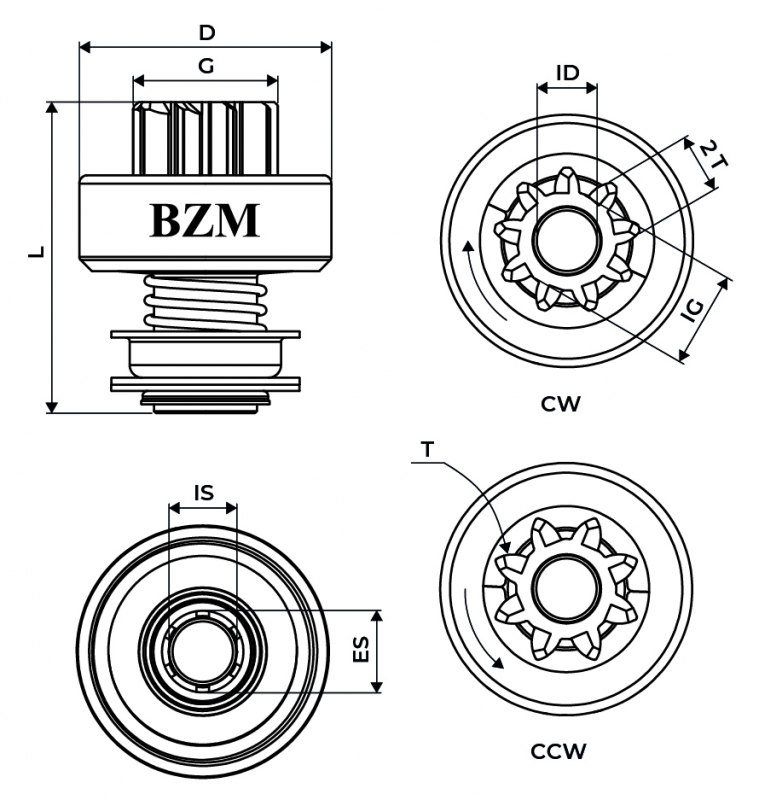 99.2050.0 - IMPULSOR PARTIDA DELCO, ONIX, TRACKER, COM 11 DENTES E 8 ESTRIAS (EMB. COM 01 PECA - VALOR UNITARIO) - PC