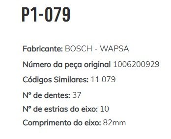 P1-079 - PLANETARIA PARTIDA BOSCH BOXER, DUCATO, JUMPER (EMB. COM 01 KIT - VALOR DO CONJUNTO) - CJ P1-079 - PLANETARIA PARTIDA BOSCH BOXER, DUCATO, JUMPER (EMB. COM 01 KIT - VALOR DO CONJUNTO) - CJ