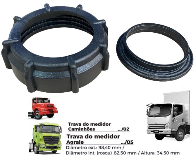 ISO1904021 G - TRAVA BOIA COMBUSTIVEL MERCEDES BENS 02/ AGRALE/ CAMINHAO - COM GUARNICAO- DIAMETRO EXTERNO 98,40MM, DIAMETRO INTERNO (ROSCA) 82,50MM, ALTURA 34,50MM (EMB. COM 01 - KIT VALOR DO KIT) - KIT ISO1904021 G - TRAVA BOIA COMBUSTIVEL MERCEDES BENS 02/ AGRALE/ CAMINHAO - COM GUARNICAO- DIAMETRO EXTERNO 98,40MM, DIAMETRO INTERNO (ROSCA) 82,50MM, ALTURA 34,50MM (EMB. COM 01 - KIT VALOR DO KIT) - KIT