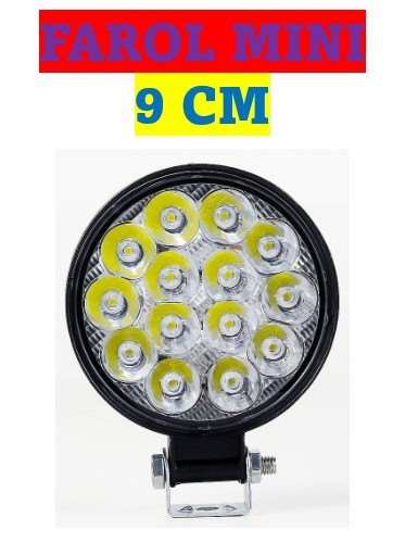 ISO224019 12/24V - FAROL LED MINI REDONDO 14 LED 42W 9 CM 12/24V (EMB. COM 01 PECA- VALOR UNITARIO) - PC ISO224019 12/24V - FAROL LED MINI REDONDO 14 LED 42W 9 CM 12/24V (EMB. COM 01 PECA- VALOR UNITARIO) - PC