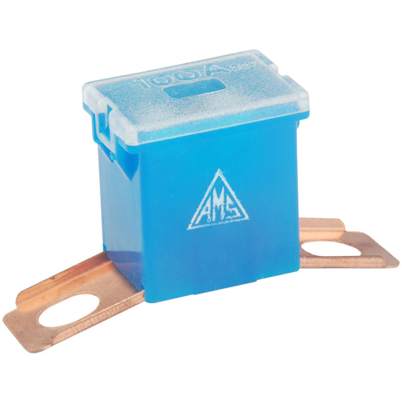 AMS196-100 - FUSIVEL MEGA MACHO LAT. EL. CURTO 100A - AZUL (EMB. COM 01 PC - VALOR UNITARIO) - PC AMS196-100 - FUSIVEL MEGA MACHO LAT. EL. CURTO 100A - AZUL (EMB. COM 01 PC - VALOR UNITARIO) - PC