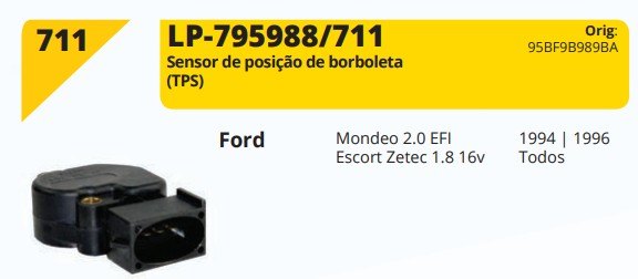 LP711 - SENSOR POS.BORBOLETA FORD MONDEO/ESCORT  ZETEC 1.8  - UN