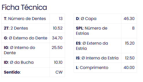 99.2054.0 - IMPULSOR PARTIDA HB20, CRETA, COM 13 DENTES E 8 ESTRIAS (EMB. COM 01 PECA - VALOR UNITARIO) - PC