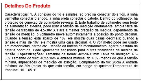 ISO6PD9630 VM 12/24V - VOLTIMETRO DC 12/24V LED DIGITAL MEDIDOR DE TENSAO (EMB. COM 1 PECA- VALOR UNITARIO) - PC ISO6PD9630 VM 12/24V - VOLTIMETRO DC 12/24V LED DIGITAL MEDIDOR DE TENSAO (EMB. COM 1 PECA- VALOR UNITARIO) - PC
