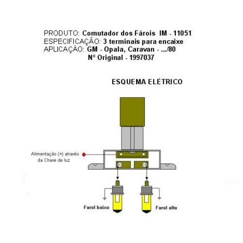IM11051 - COMUTADOR FAROL 3 TERMINAIS - PEDAL 150W (EMB. COM 01 PECA - VALOR UNITARIO) - PC