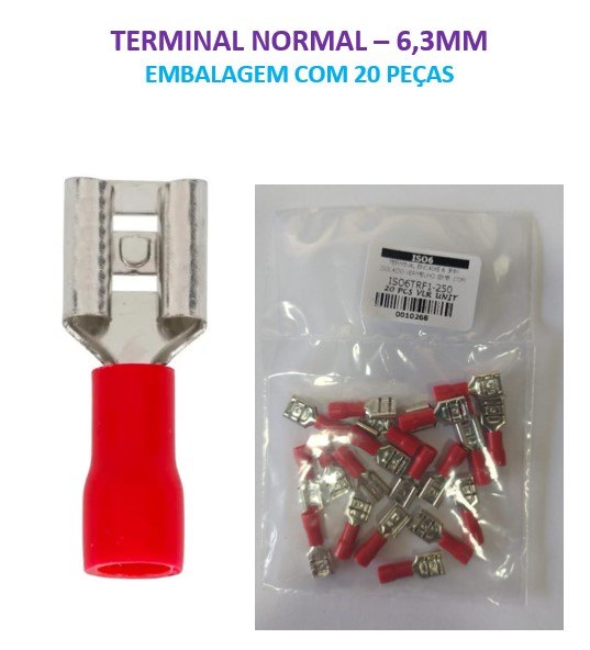 ISO6TRF1-250 - TERMINAL ENCAIXE 6.3MM ISOLADO VERMELHO (EMB. COM 20 PEÇAS - VALOR UNITARIO) - PC ISO6TRF1-250 - TERMINAL ENCAIXE 6.3MM ISOLADO VERMELHO (EMB. COM 20 PEÇAS - VALOR UNITARIO) - PC