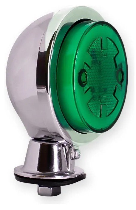 ISO20B056 VD 12/24V - LANTERNA BOJUDA LED VERDE 12/24V CROMADA (KIT COM CARCACA E LANTERNA) - PC