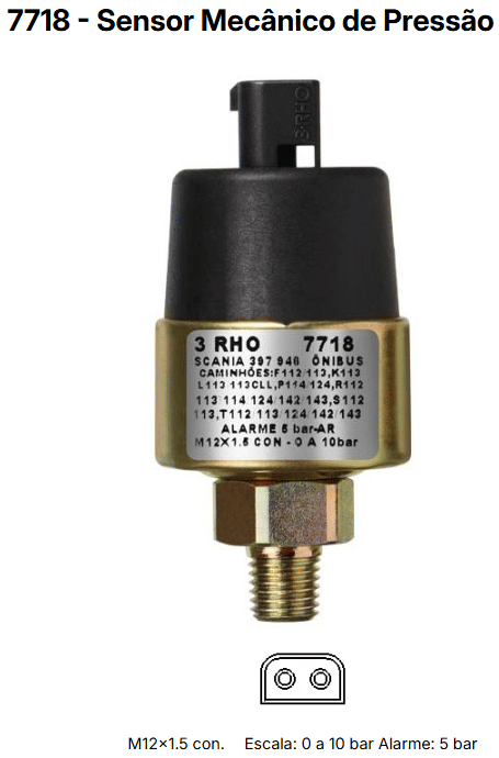 RHO7718 - SENSOR PRES. AR 397 946 SCANIA ONIBUS: F112/113/K113 - UN