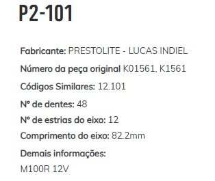 P2-101 - PLANETARIA PARTIDA PRESTOLITE M100R, JOHN DEERE, CATERPILAR, FORD, TRATOR 1420 (EMB. COM 01 KIT - VALOR DO CONJUNTO) - CJ P2-101 - PLANETARIA PARTIDA PRESTOLITE M100R, JOHN DEERE, CATERPILAR, FORD, TRATOR 1420 (EMB. COM 01 KIT - VALOR DO CONJUNTO) - CJ