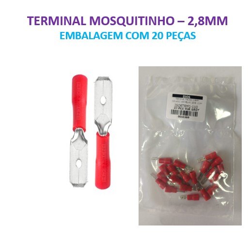 ISO6TRM1-110 - TERMINAL MACHO 2.8MM ISOLADO VERMELHO (EMB. COM 20 PEÇAS - VALOR UNITARIO) - PC