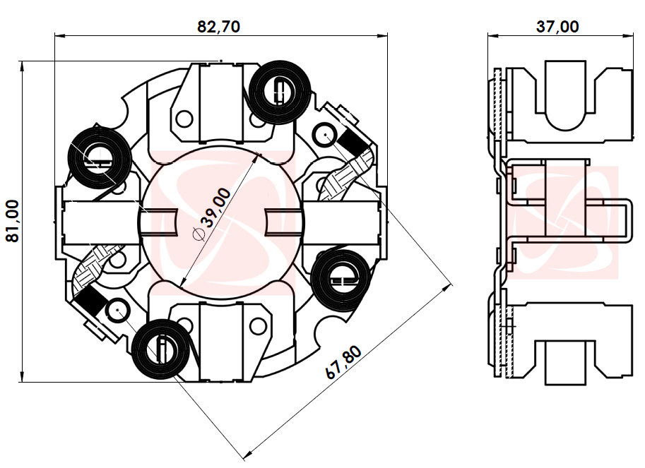 A-001-24V - PORTA ESCOVA PARTIDA MITSUBISHI CAM. MB ACTROS/ AXOR/ ESCAV. VOLVO 700/460/360 - PC