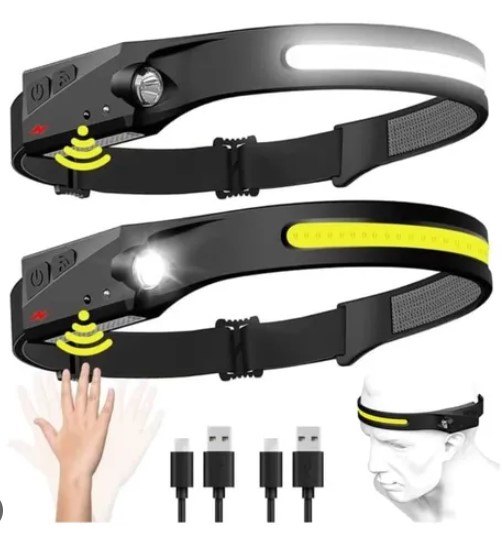 ISO6CB4006 - LANTERNA DE CABECA COB LED RECARREGAVEL USB INDUCAO (EMB. COM 1 PEÇA - VALOR UNITARIO) - PC