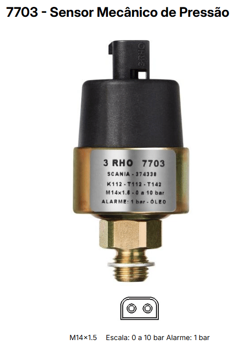 RHO7703 - SENSOR PRES. SCANIA(OLEO) K112/T112/T142 - UN