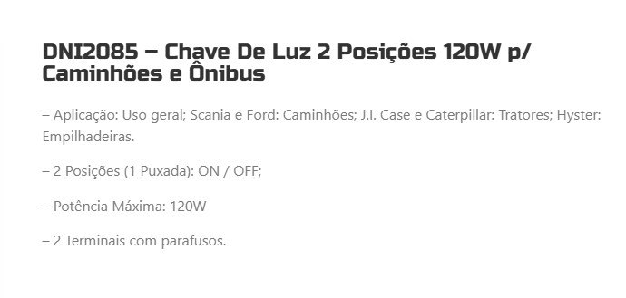 DNI2085 - CHAVE LUZ UNIVERSAL 1 TOQUE (COM PARAFUSO) (EMB. COM 01 PECA- VALOR UNITARIO) - PC