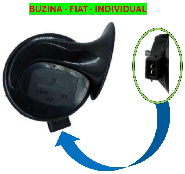 ISO26B4.6510 12V - BUZINA COM CONECTOR LINHA FIAT/ VW- INDIVIDUAL (EMB. COM 01 PECA - VALOR UNITARIO) - PC