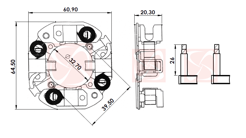 A-208-12V - PORTA ESCOVA PARTIDA NIPPONDENSO ACURA TOYOTA CHYSLER - PC