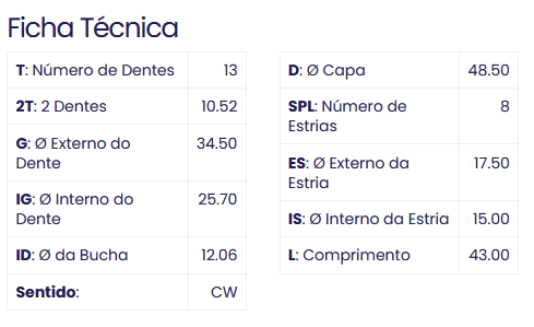 99.2035.0 - IMPULSOR PARTIDA VALEO, CRETA, ELANTRA, IX35, KONA, SELTOS, SOUL, COM 13 DENTES E 8 ESTRIAS (EMB. COM 01 PECA - VALOR UNITARIO) - PC 99.2035.0 - IMPULSOR PARTIDA VALEO, CRETA, ELANTRA, IX35, KONA, SELTOS, SOUL, COM 13 DENTES E 8 ESTRIAS (EMB. COM 01 PECA - VALOR UNITARIO) - PC