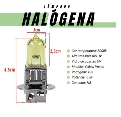 ISO14LX H3 AM 12V - LAMPADA HALOGENA H3 12V 55W AMARELA / BLISTER 12336 (EMB. COM 02 PECAS - VALOR DO KIT) - KIT