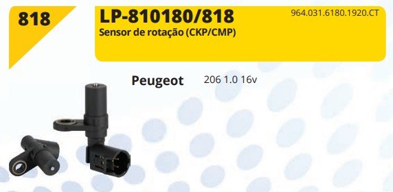 LP818 - SENSOR ROT.PEUGEOT 206 1.0 16V - UN