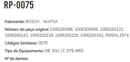 RP-0075 - REPARO PLANETARIA COROLLA, HILUX, F250, LINEA, PUNTO, STRADA, SPRINTEER (EMB. COM 01 PECA - VALOR UNITARIO) - PC RP-0075 - REPARO PLANETARIA COROLLA, HILUX, F250, LINEA, PUNTO, STRADA, SPRINTEER (EMB. COM 01 PECA - VALOR UNITARIO) - PC