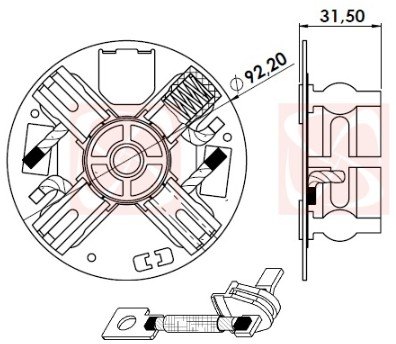 A-302-12V - PORTA ESCOVA PARTIDA BOSCH 12V, JOHN DEERE, CASE, KOMATSU, NEW HOLLAND (EMB. COM 01 PECA - VALOR UNITARIO) - PC A-302-12V - PORTA ESCOVA PARTIDA BOSCH 12V, JOHN DEERE, CASE, KOMATSU, NEW HOLLAND (EMB. COM 01 PECA - VALOR UNITARIO) - PC