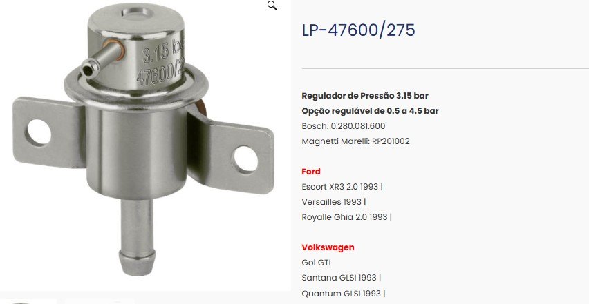 LP275 - REG.PRESSAO 3.15 BAR FORD ESCORT VERSAILLE - UN