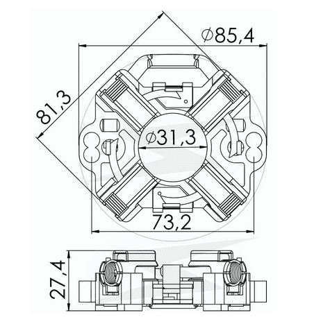 UF-1.132/4 12V - PORTA ESCOVA PARTIDA BOSCH 12V IVECO CAMINHOES ( GIRO ANTI-HORARIO) - PC