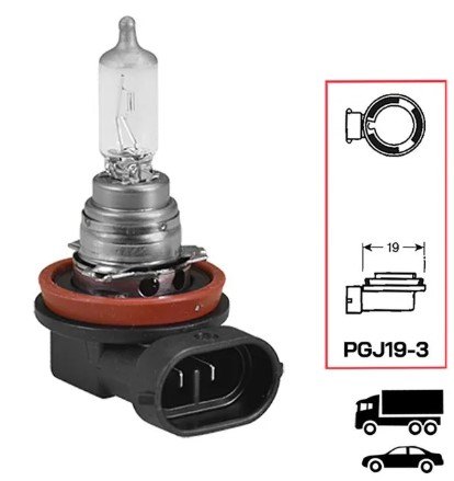 ISO14LX16 H16 12V - LAMPADA FAROL H16 12V 19W HALOGENA (EMB. COM 10 PECAS - VALOR UNITARIO) - PC