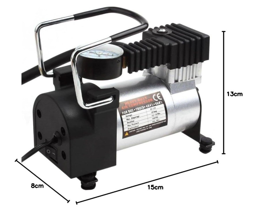 ISO14MC001 12V - MINI COMPRERSSOR PORTATIL 12V 140PSI 10AMP 1X30MM PRATEADO   (EMB. COM 01 PECA- VALOR UNITARIO) - PC