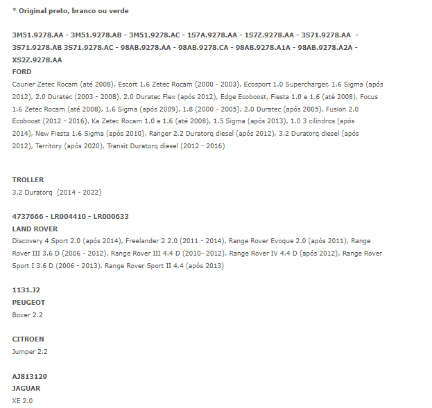 RHO3334 - INT. OLEO FORD MOTOR ZETEC - UN