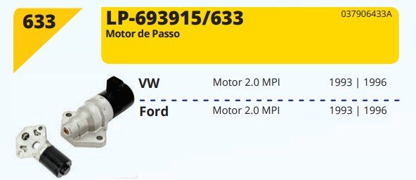 LP633 - ATUAD. MARCHA LENTA LINHA VW 2.0 MPI/FORD 2.0 MPI 93/93 - UN