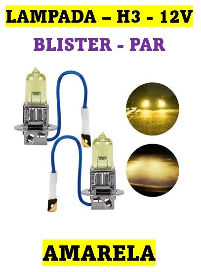 ISO14LX H3 AM 12V - LAMPADA HALOGENA H3 12V 55W AMARELA / BLISTER 12336 (EMB. COM 02 PECAS - VALOR DO KIT) - KIT