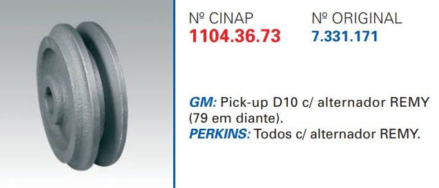 CP1104 - POLIA SIMPLES ALTERNADOR GM PICK-UP/ D10 APOS 1979 (EMB. COM 1 PEÇA - VALOR UNITARIO) - PC