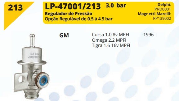 LP213 - REG.PRESSAO 3.0 BAR LINHA GM/CORSA MPFI OMEGA - UN