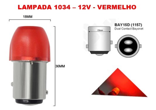 ISO14LLLT 06 VM 12V - LAMPADA LED 1034 12V  VERMELHO 2 POLOS CERAMICA (EMB. 01 PC- VALOR UNITARIO) - PC