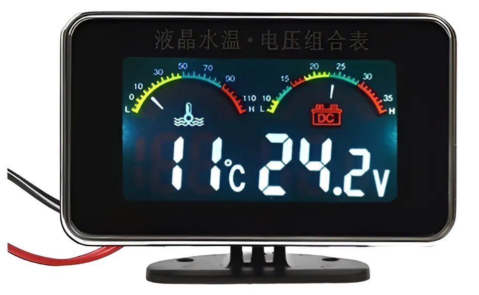 ISO65035 - 12/24V - PAINEL DIGITAL 2 EM 1- VOLT.+ TEMP. AGUA MOTOR - 12/24V - PC