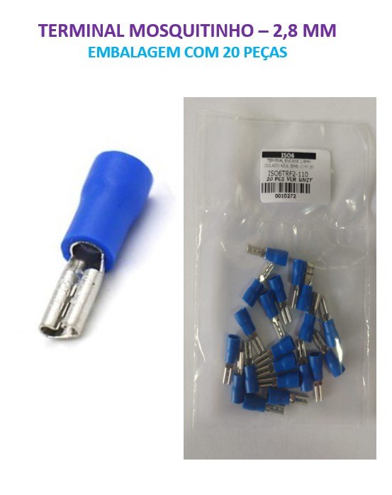 ISO6TRF2-110 - TERMINAL ENCAIXE 2.8MM ISOLADO AZUL (EMB. COM 20 PEÇAS - VALOR UNITARIO) - PC ISO6TRF2-110 - TERMINAL ENCAIXE 2.8MM ISOLADO AZUL (EMB. COM 20 PEÇAS - VALOR UNITARIO) - PC