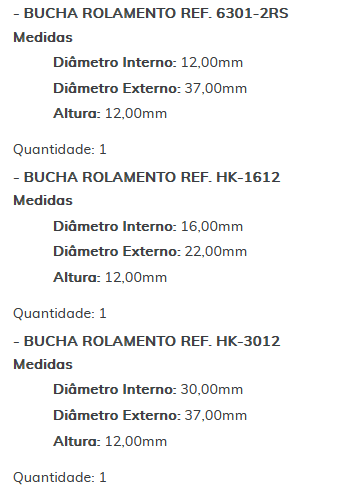 KIT SC2270-STD   - KIT BUCHA PARTIDA DELCO-REMY 38MT- VW CONSTELLATION/ ESTE KIT É COMPOSTO POR: 1     - BUCHA ROLAMENTO REF. 6205-ZZ/ 1 - BUCHA ROLAMENTO REF. 6301-2RS/ 1 - BUCHA ROLAMENTO REF. HK-1612/ 1 - BUCHA ROLAMENTO REF. HK-3012 - KIT