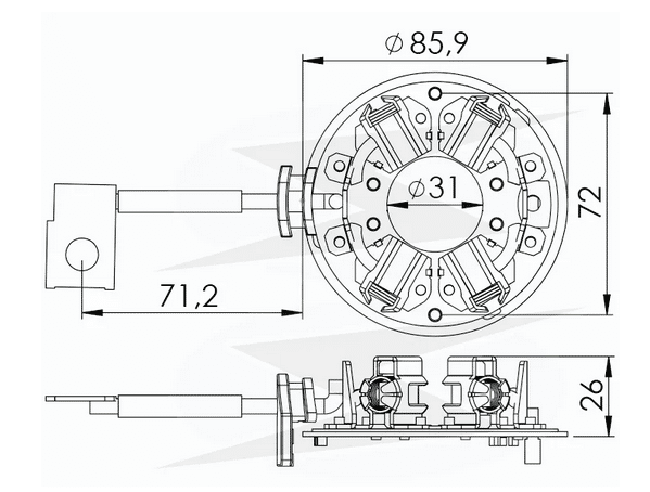 UF-1.164/4 12V - PORTA ESCOVA PARTIDA FORD/ F250 COM MOTOR CUMMINS - PC