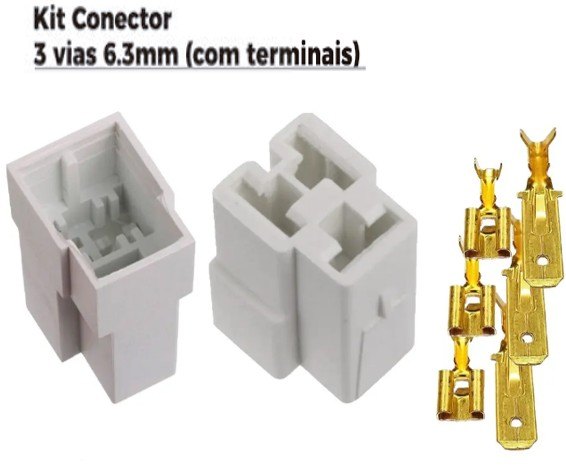 ISO1901827 - KIT CONECTOR 03 VIAS 6,3MM COM TERMINAIS (EMB. COM 1 KIT - PREÇO DO KIT) - KIT ISO1901827 - KIT CONECTOR 03 VIAS 6,3MM COM TERMINAIS (EMB. COM 1 KIT - PREÇO DO KIT) - KIT