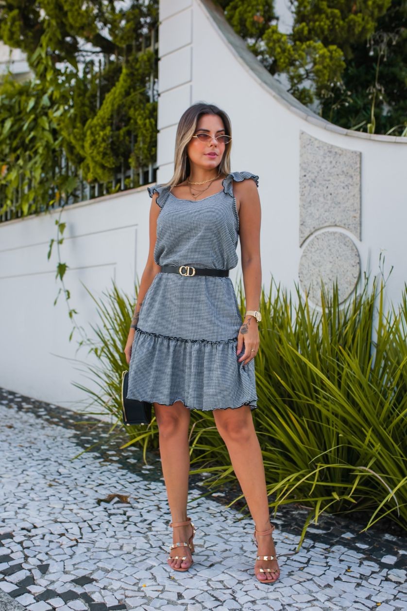 Vestido em Tricot Xadrez