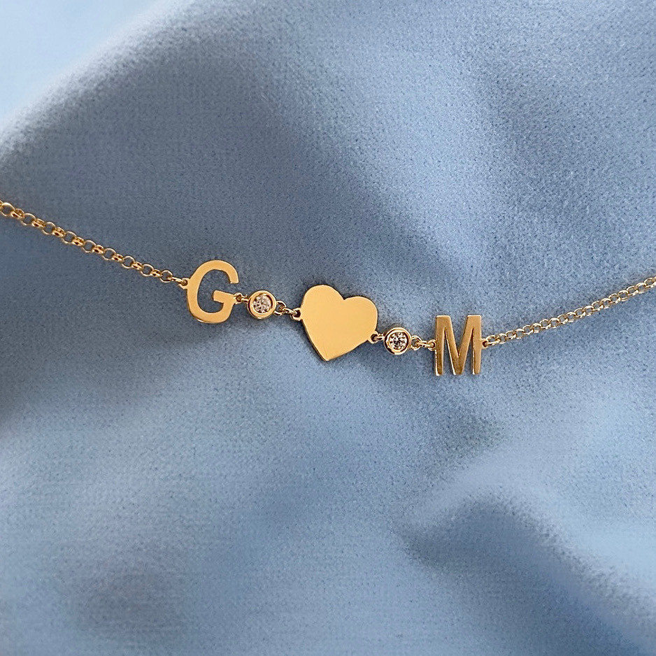 Pulseira Coração Letras Pulseira Coração Letras