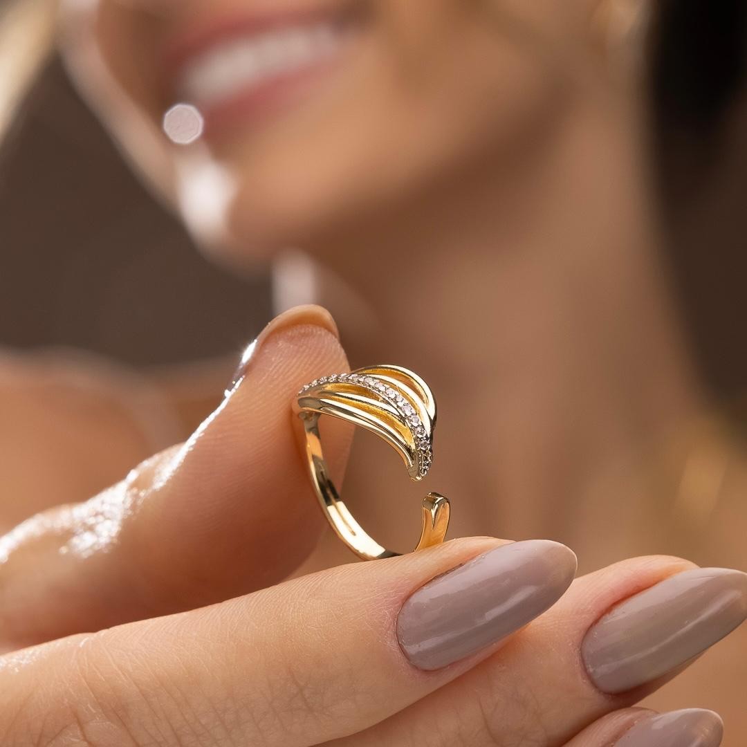 Anel Aurora Zircônia Aberto