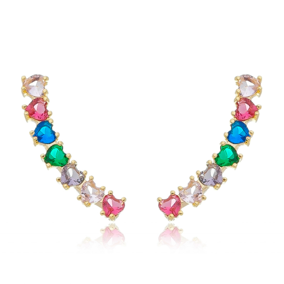 Brinco Ear Cuff 7 Corações Aquarela Brinco Ear Cuff 7 Corações Aquarela