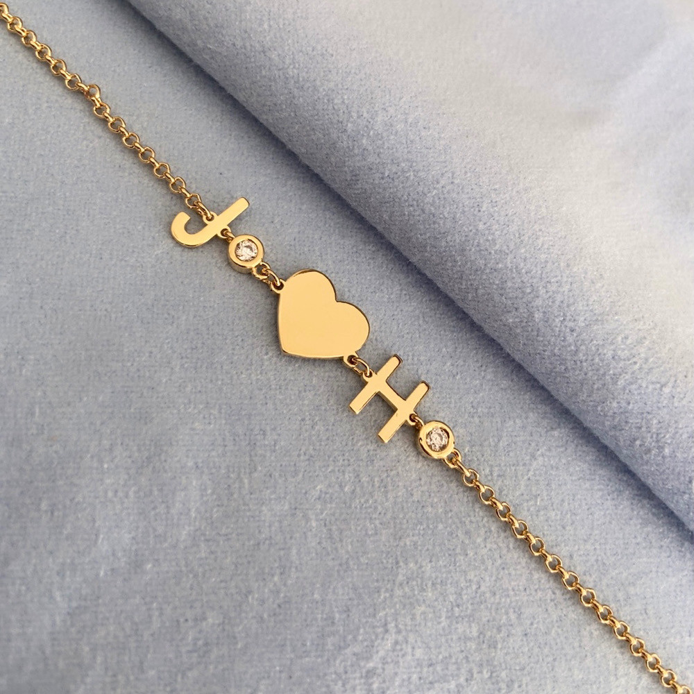 Pulseira Coração Letras Pulseira Coração Letras