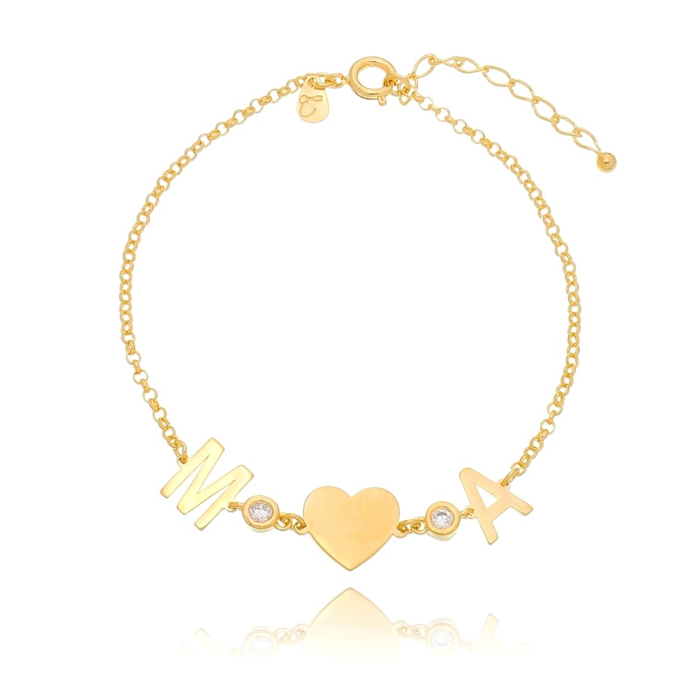 Pulseira Coração Letras Pulseira Coração Letras