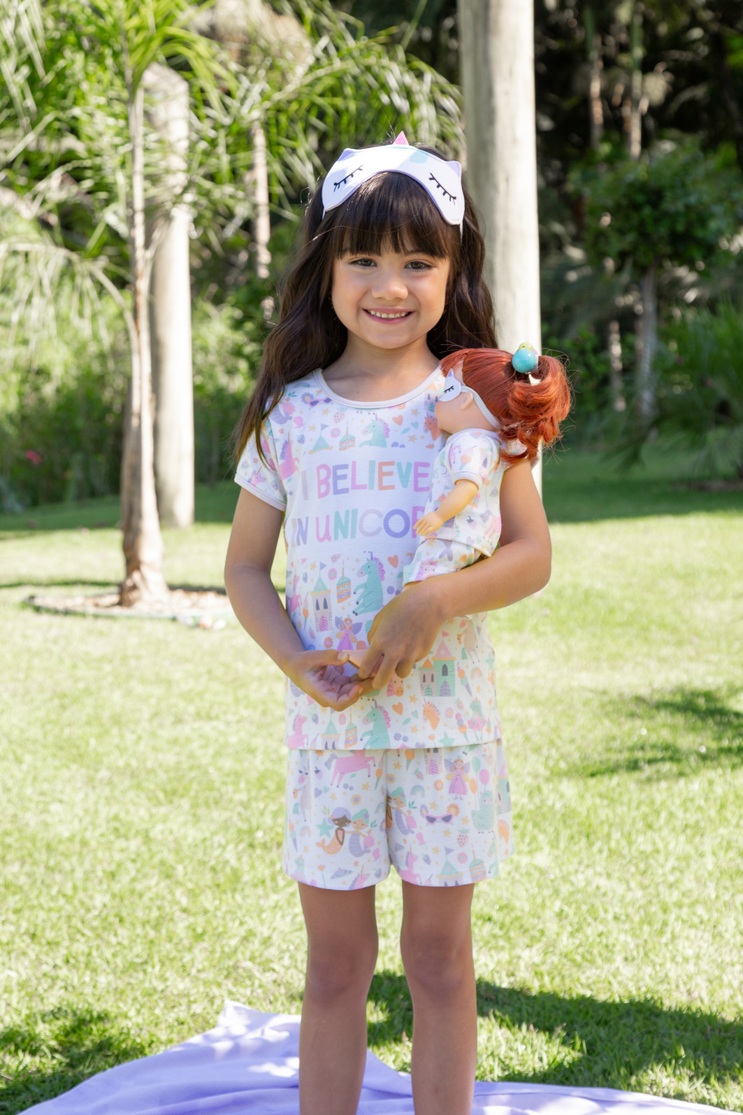 Pijama Believe com máscara unicórnio